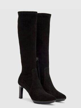 NWT Aquatalia Rhumba Black Suede Weatherproof Knee High Boots Size 7